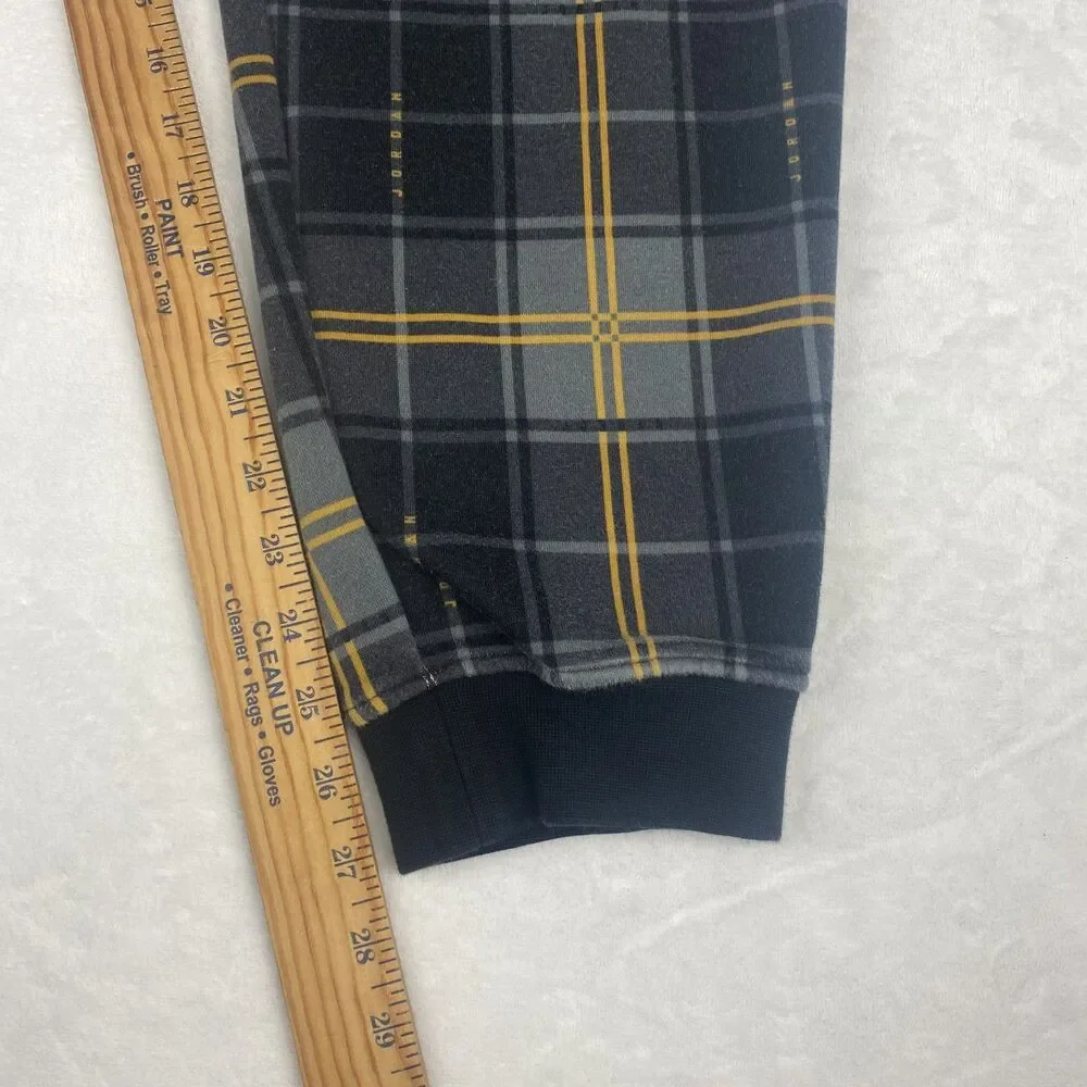 Jordan Hoodie and Sweatpant Set Mens  Extra Large Black Gold Plaid Logo Casual